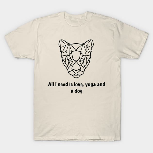 All I need is love yoga and a dog illustration T-Shirt by Holailustra